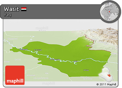Physical Panoramic Map of Wasit, lighten