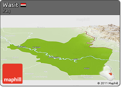 Physical Panoramic Map of Wasit, lighten