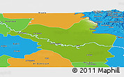 Physical Panoramic Map of Wasit, political outside