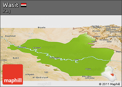 Physical Panoramic Map of Wasit, satellite outside