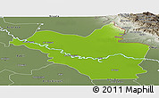 Physical Panoramic Map of Wasit, semi-desaturated