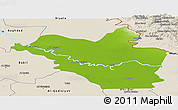 Physical Panoramic Map of Wasit, shaded relief outside