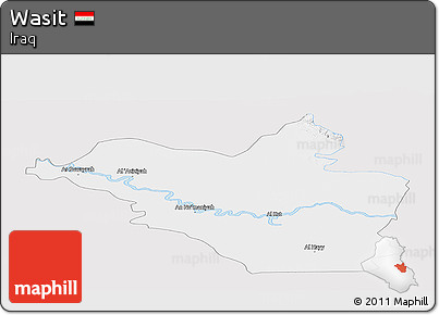 Silver Style Panoramic Map of Wasit, single color outside