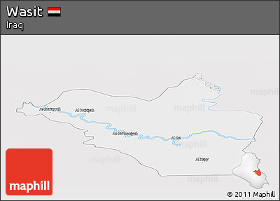 Silver Style Panoramic Map of Wasit, single color outside