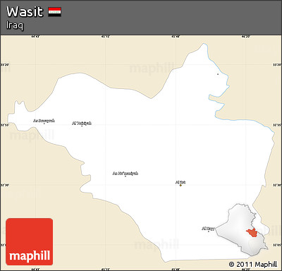 Classic Style Simple Map of Wasit, single color outside