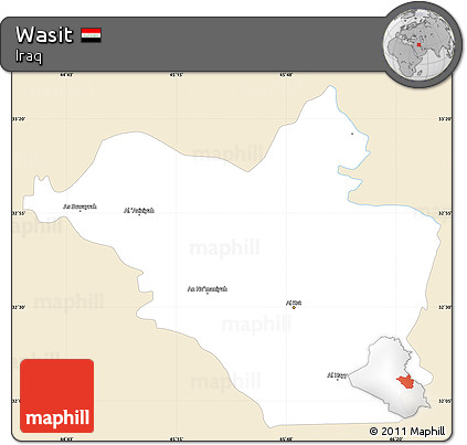 Classic Style Simple Map of Wasit, single color outside