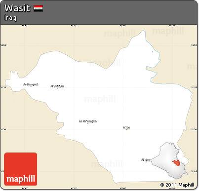 Classic Style Simple Map of Wasit, single color outside