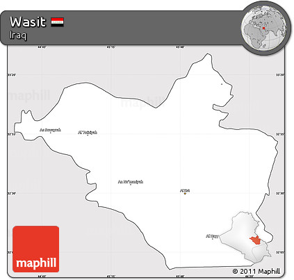 Silver Style Simple Map of Wasit, cropped outside