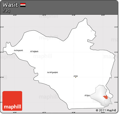 Silver Style Simple Map of Wasit, cropped outside