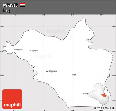 Silver Style Simple Map of Wasit, cropped outside
