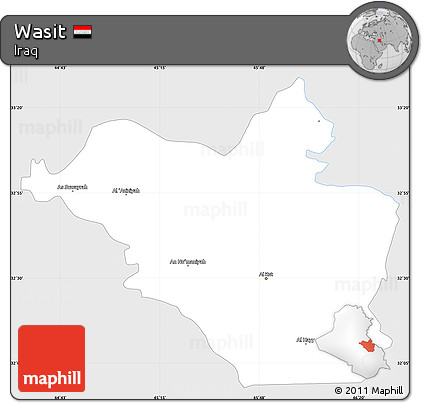 Silver Style Simple Map of Wasit, single color outside