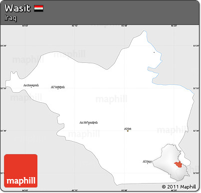 Silver Style Simple Map of Wasit, single color outside