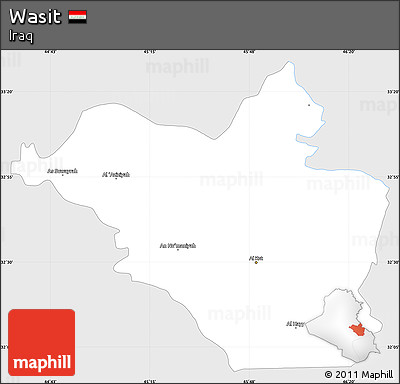 Silver Style Simple Map of Wasit, single color outside