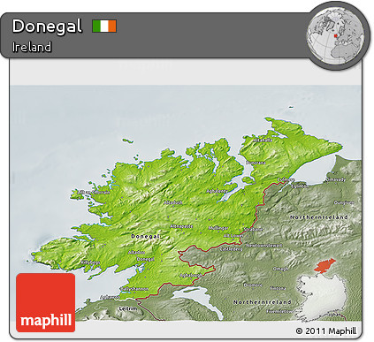 Physical 3D Map of Donegal, semi-desaturated