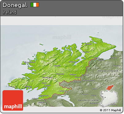 Physical 3D Map of Donegal, semi-desaturated