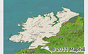 Shaded Relief 3D Map of Donegal, satellite outside