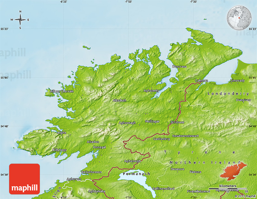 Physical Map of Donegal