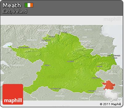 Physical 3D Map of Meath, lighten, semi-desaturated