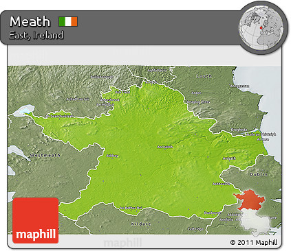 Physical 3D Map of Meath, semi-desaturated