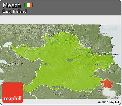 Physical 3D Map of Meath, semi-desaturated