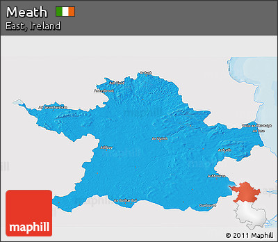 Political 3D Map of Meath, single color outside