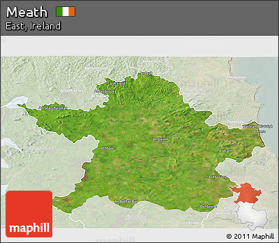 Satellite 3D Map of Meath, lighten