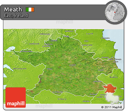 Satellite 3D Map of Meath, physical outside