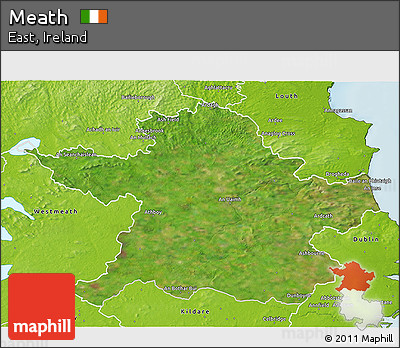 Satellite 3D Map of Meath, physical outside