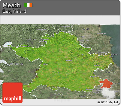 Satellite 3D Map of Meath, semi-desaturated