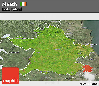 Satellite 3D Map of Meath, semi-desaturated
