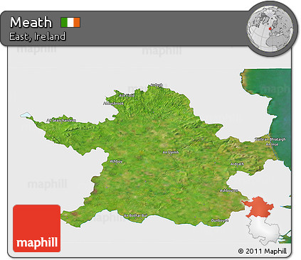 Satellite 3D Map of Meath, single color outside