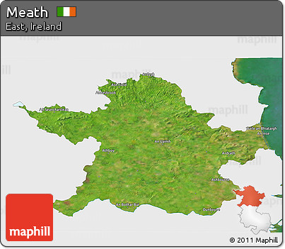 Satellite 3D Map of Meath, single color outside