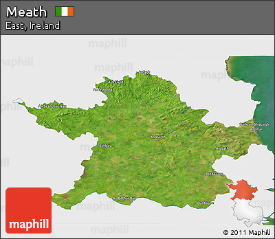 Satellite 3D Map of Meath, single color outside