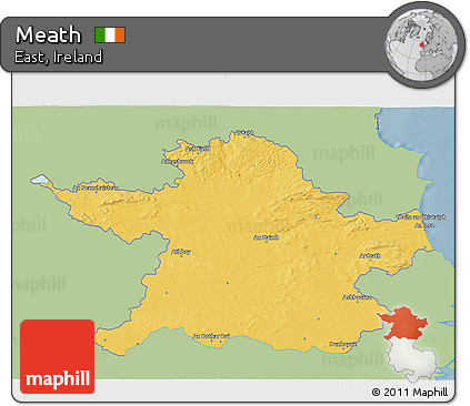 Savanna Style 3D Map of Meath, single color outside