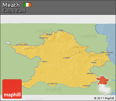 Savanna Style 3D Map of Meath, single color outside
