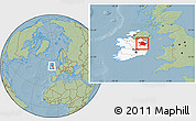 Savanna Style Location Map of Meath, highlighted country, hill shading