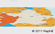 Shaded Relief Panoramic Map of Meath, political outside