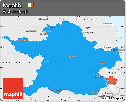 Political Simple Map of Meath, single color outside, borders and labels