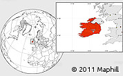 Blank Location Map of Ireland, highlighted continent