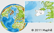 Blank Location Map of Ireland, physical outside