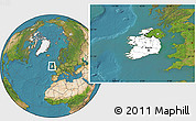 Blank Location Map of Ireland, satellite outside