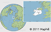Blank Location Map of Ireland, savanna style outside