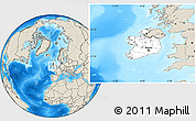 Blank Location Map of Ireland, shaded relief outside