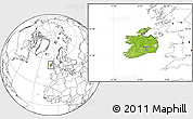 Physical Location Map of Ireland, blank outside