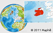 Physical Location Map of Ireland, highlighted continent