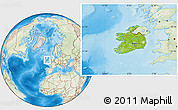 Physical Location Map of Ireland, lighten, land only