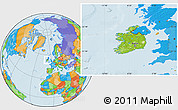 Physical Location Map of Ireland, political outside