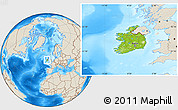 Physical Location Map of Ireland, shaded relief outside