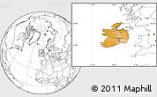 Political Location Map of Ireland, blank outside