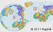 Political Location Map of Ireland, highlighted continent, within the entire continent